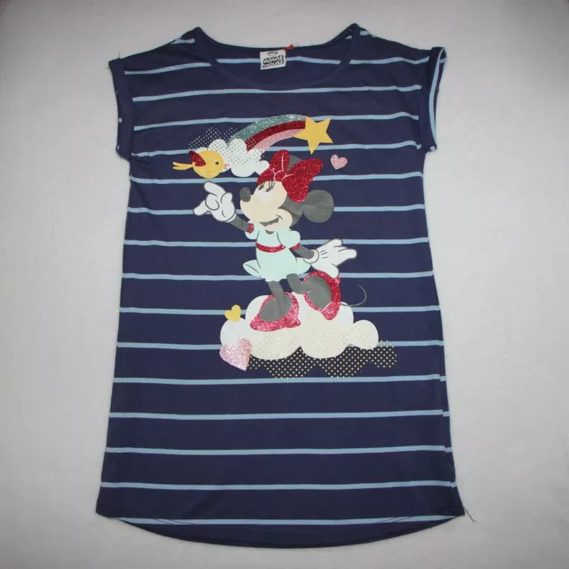 DISNEY chemise de nuit fille MINNIE bleu rayures pyjama taille 4-5 ou 5-6 ans