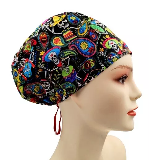 Sugar Skull Handmade Scrub Cap Doctor Theatre Nurse Hospital Anaesthetist