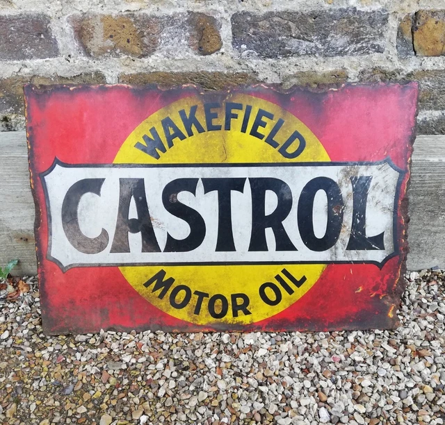 VINTAGE CASTROL WAKEFIELD Motor Oil Double Sided Enamel Sign £349.00 ...