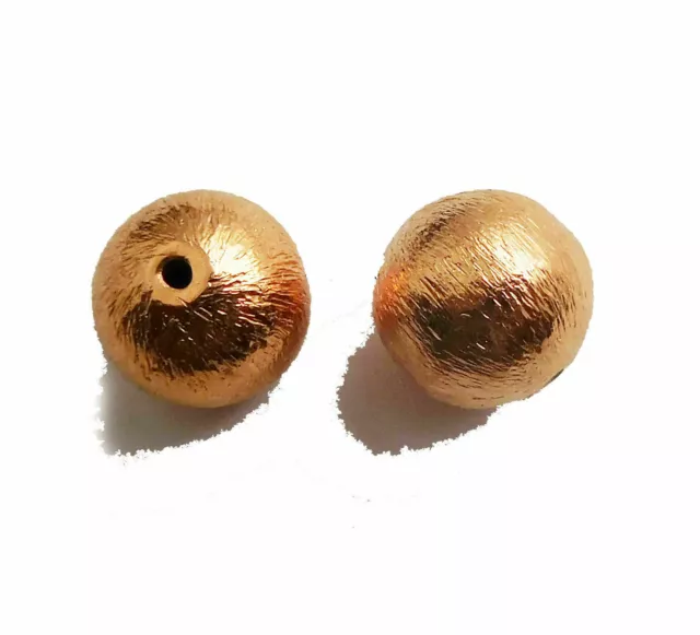 2 Pcs 20mm Spacer Brushed Ball Beads Solid Copper Matte Bead Round