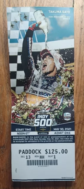 2021 Indianapolis Indy 500 Ticket Stub Takuma Sato Helio Castroneves Creased