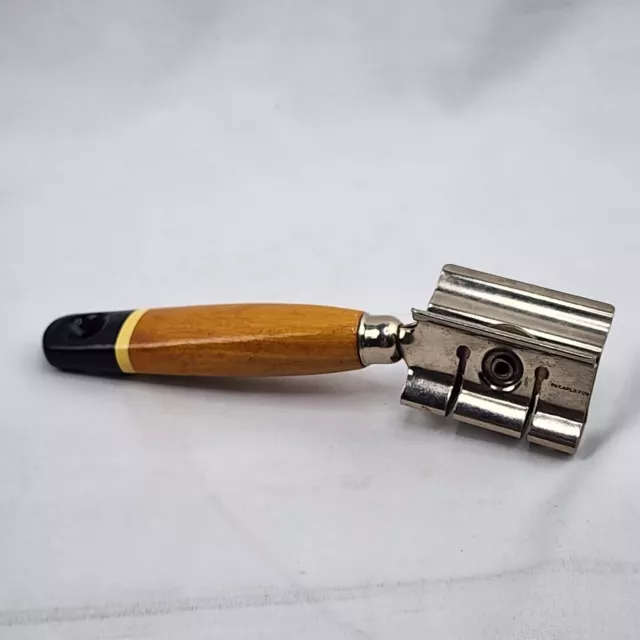 Vintage Ekco A&J Metal Knife Sharpener Pull-Through Black Tip Wood Handle