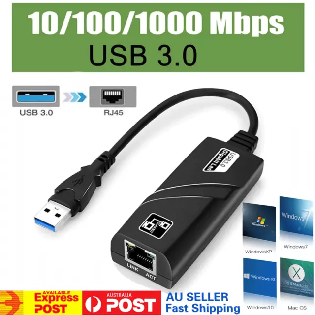 USB 3.0 To RJ45 LAN 10/100/1000 Mbps Gigabit Network Card Ethernet  Adapter PC