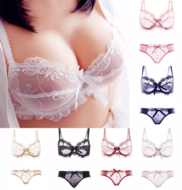 NEW WOMENS BRA Set Luxury Sexy Transparent Lace Embroidery Ultra-thin  Knickers C $13.98 - PicClick