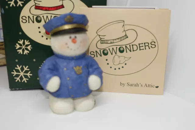 Vintage Snowonders Snowman Policeman Sarah's Attic From the Heart NIB 7522 COA