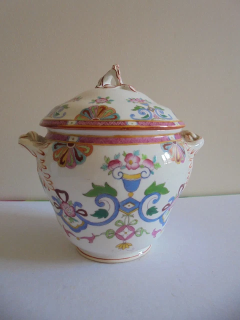 Superbe grand sucrier porcelaine Sarreguemine MINTON h 16 cm Tbe 2