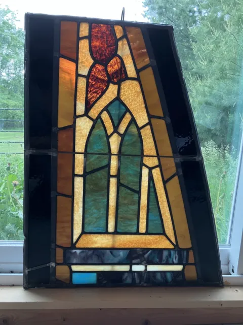 Antique Stained Glass Church Window Fragment Sun Catcher Architectural Salvage