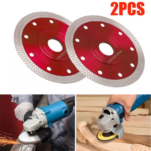 2Pcs 115mm Diamond Cutting Discs 4.5" Angle Grinder Blade Tile Concrete Stone UK