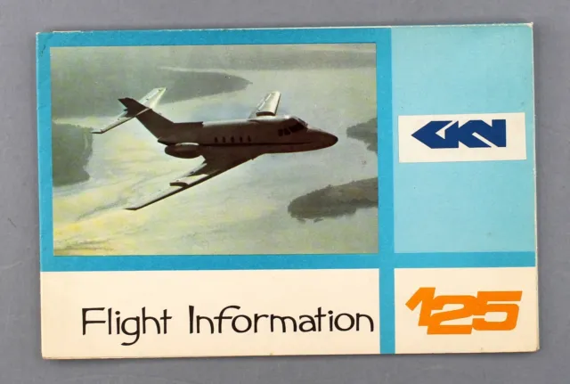 Gkn Guest Keen Nettlefold Hs125 Airline Safety Card Private Jet Hawker Siddeley