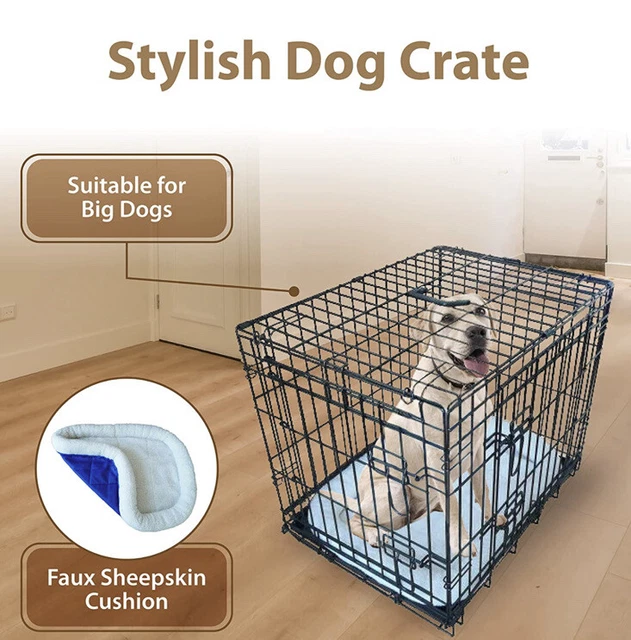 ELLIEBO DELUXE DOG Puppy Cage 2 Door Folding Crate with Bed Large L 36