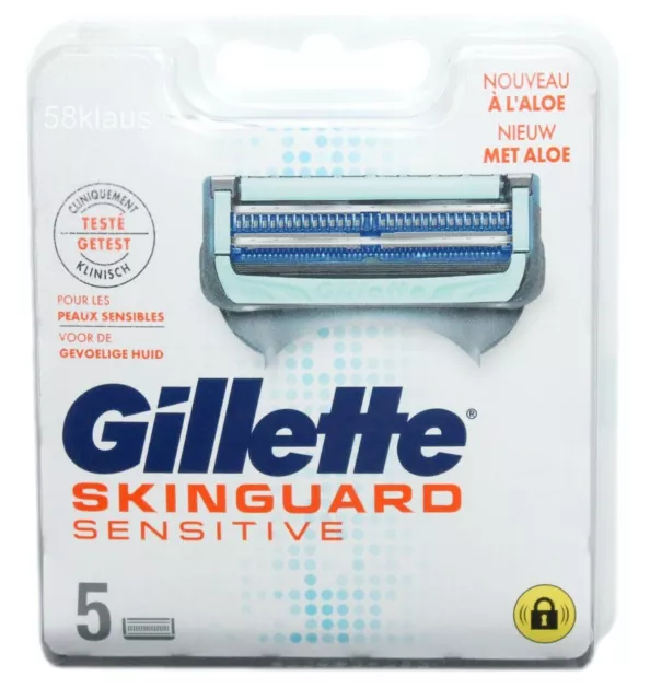 Pack 3 X 5  Lames = 15 GILLETTE SKINGUARD Sensitive Rasoir Gilette Sensible Aloé