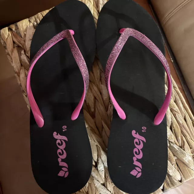 Reef Wedge Sandals Size 10 PInK Glitter Thong Flip Flop Slip On Women’s NEW