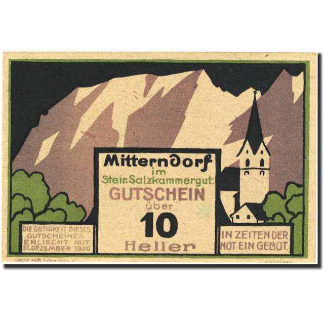 [#270352] Banknote, Austria, Mitterndorf, 10 Heller, montagne, 1921, 1921-01-31