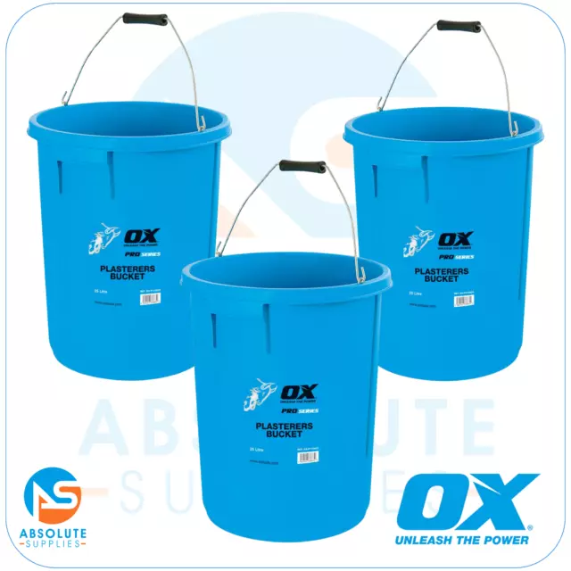 Ox Tools P110825/3 3 x Pro Plasterers Bucket 5 Gallon/25 Litre