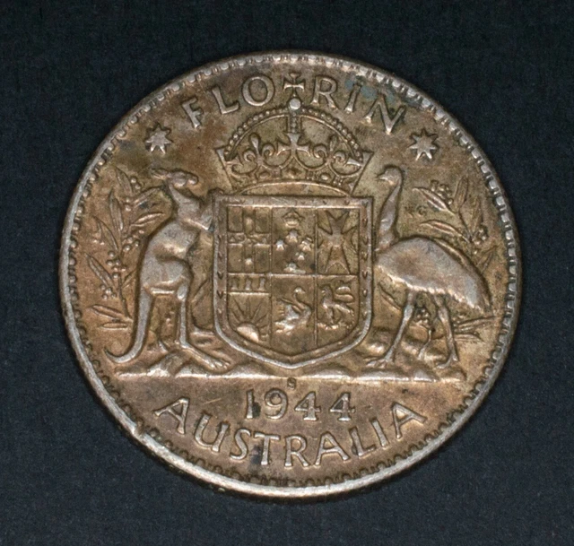 1944 S Australia Florin Silver .925 coin KM#40