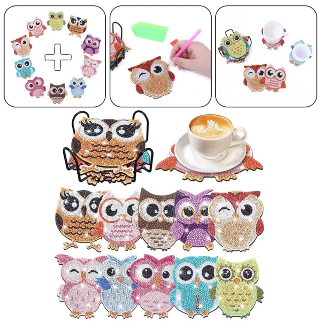 Durable Coaster Material Diy Accessories Gift Owl Pattern Painted Unique