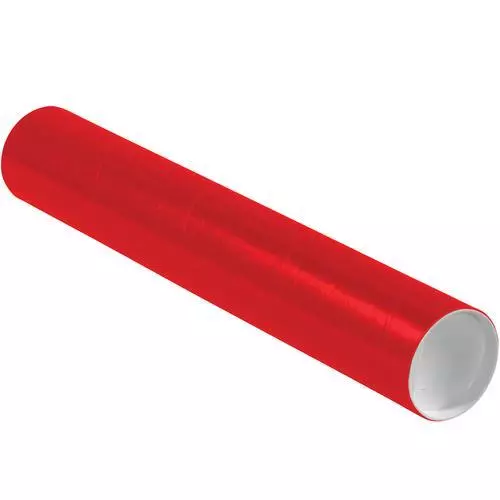 MyBoxSupply 3 x 18" Red Tubes with Caps, 24 Per Case