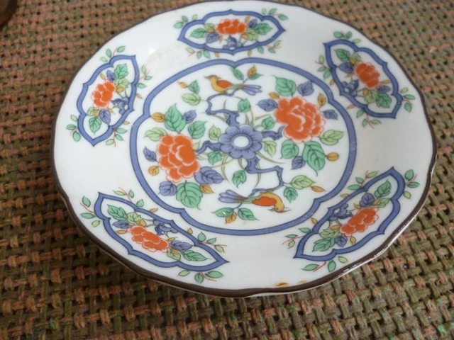 Small Japanese Porcelain Dish Flower And Bird With Stamp Marking