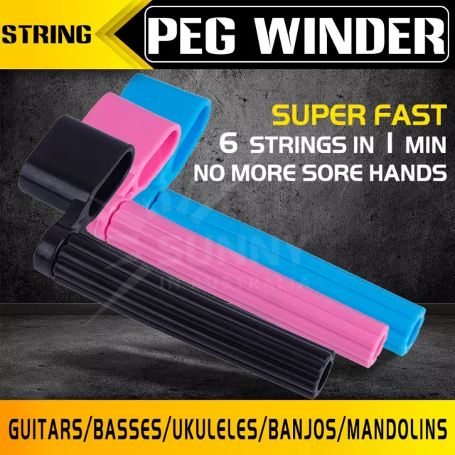 Guitar Acoustic Electric String Winder Peg Bridge Pin Puller Remover Tool BLACK