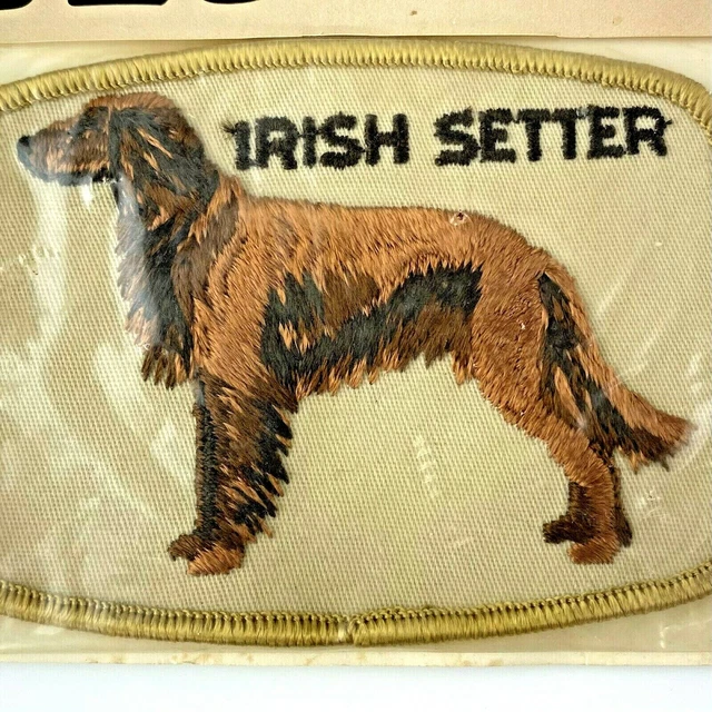 New IRISH SETTER Dog Patch Pet Animal Pick A Embroidered USA NOS Vintage Gift