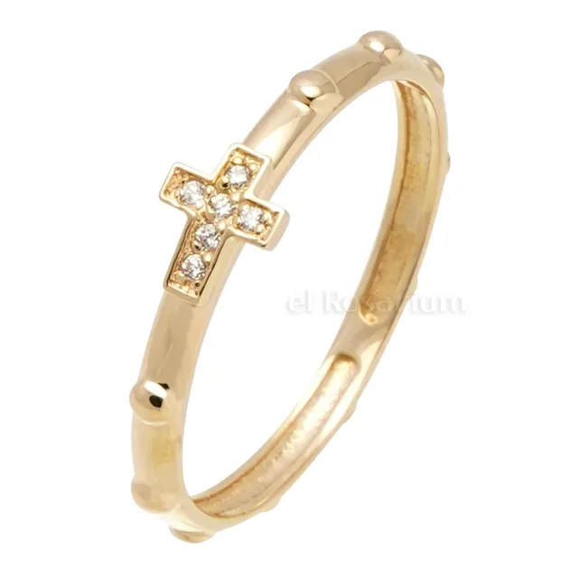 Rosary Ring PR166-3 10K Real Solid Gold Catholic Christian Ring (US 4 ~ 11)