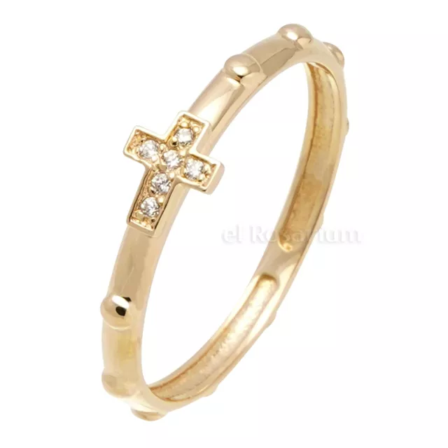 Rosary Ring PR166-3 10K Real Solid Gold Catholic Christian Ring (US 4 ~ 11)