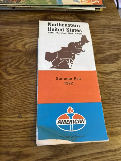 Vintage Map - American Oil Co 1972 Northeastern United States