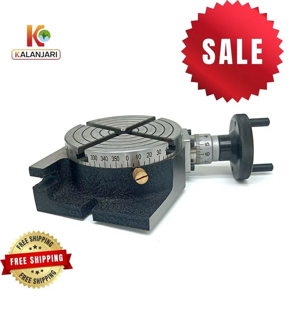 Horizontal Vertical Rotary Table 4"" (100MM) 4 Slots for Milling Machine