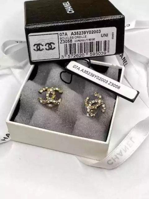 boucles d'oreilles chanel z2371 logo cc strass