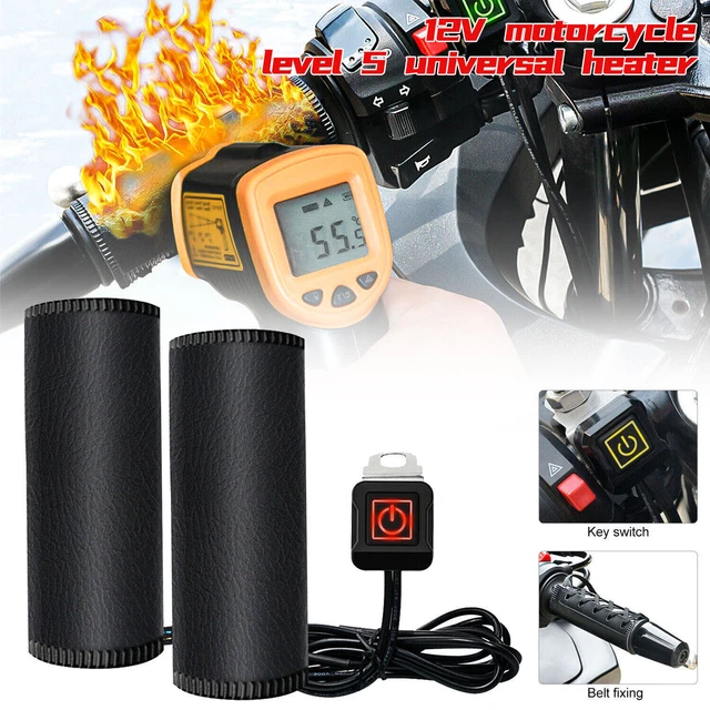 Universal 12V Motorcycle Electric Heated Handlebar Grip Cover Pad 5-Level Warmer