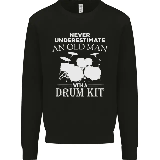Old Man Drumming Drum Kit Funny Drummer Mens Sweatshirt Jumper
