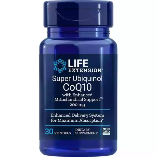 Life Extension, Super Ubiquinol CoQ10 + Mitochondrial Support, 30 Weichkapseln