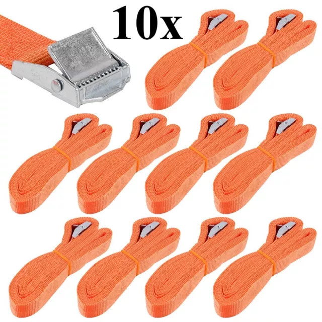 10x Spanngurt Klemmschloss 3m 4m lang 25mm breit 250 daN Kg orange Zurrgurte DHL