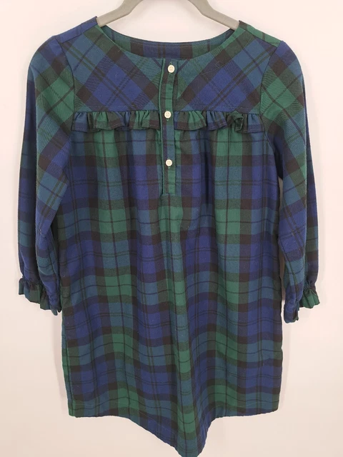 Crewcuts Girl's Blue Green Plaid Flame Resistant Nighty Size 10