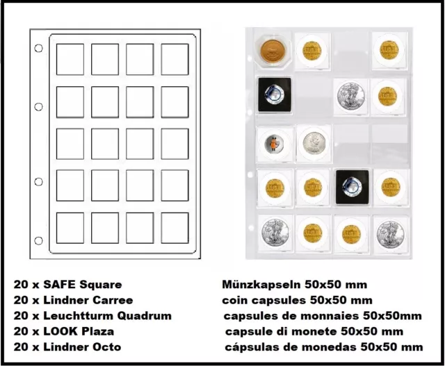 Münzalbum-Square-SAFE-480-449-A4-Blau-2-Blister Pour 40 quadrum Coin 2