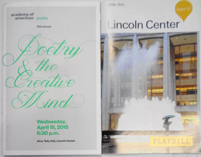 Poetry & Il Creative Mind - Playbill & Programma, Aprile 15, 2015 Lincoln Centro