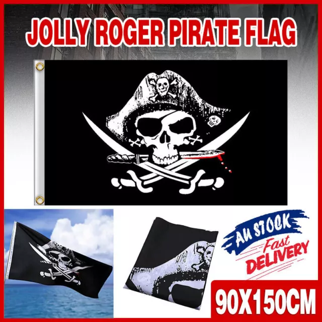 Skull & Crossbones Sabres Swords Jolly Roger Pirate Flag Party Banner Decora