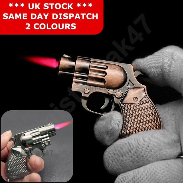 LIGHTER JET FLAME Gun/Pistol Cigarette Cigar Pipe BBQ Gift Flint Butane