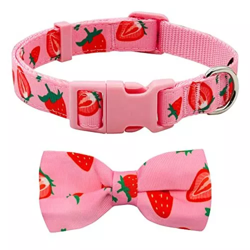 Dog Collar Bow tie Lovely Pink Dog Collars with Bowtie for Small Dogs