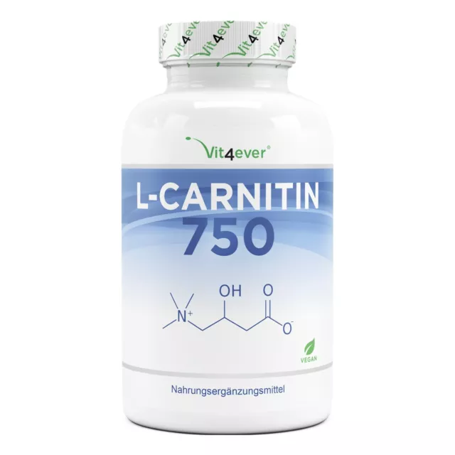 L-Carnitin 750 - 180 Kapseln (vegan) - 3000mg Tartrat / Tagesportion hochdosiert