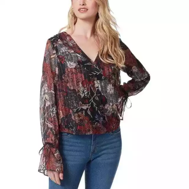 NWT Jessica Simpson Autumn Memories V-Neck Long Sleeve Aurora Blouse Size XL