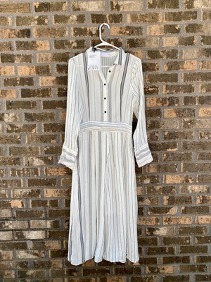 Zara Special Edition Striped Maxi Shirt Dress Black White Womens Medium