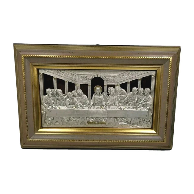 VINTAGE THE LAST Supper 3D Wall Art Silver Gold Electroplated Signed by ...