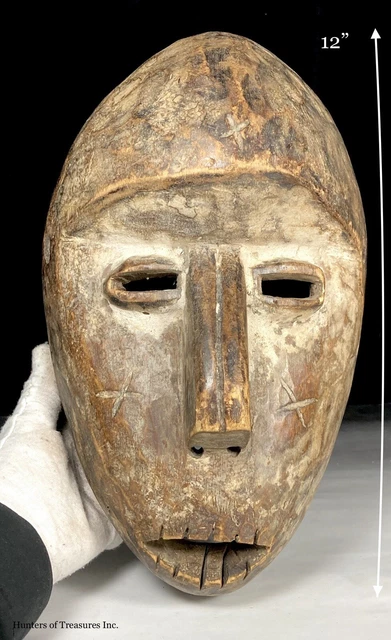 African Art Bwami Society LEGA Wood Carving Mask from Congo Africa