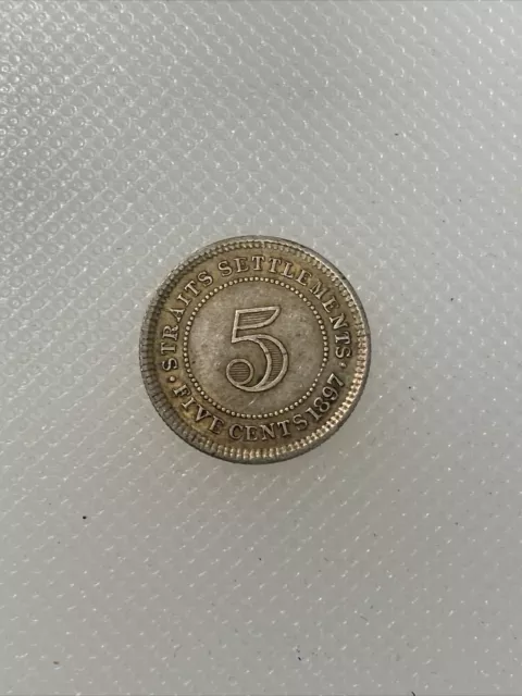 1897 H Straits Settlements 5 Cents E1