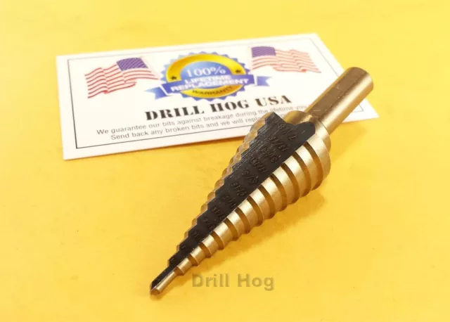 Drill Hog® Step Drill Bit 1/8"~7/8" M7 UniBit Steps HI-Molybdenum M7 Warranty