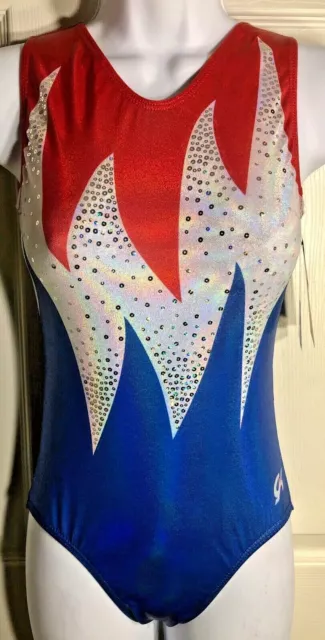 CLEARANCE! GK Elite Gymnastics Leotard ADULT XS BLAZING FREEDOM REPLICA ATHENS 2