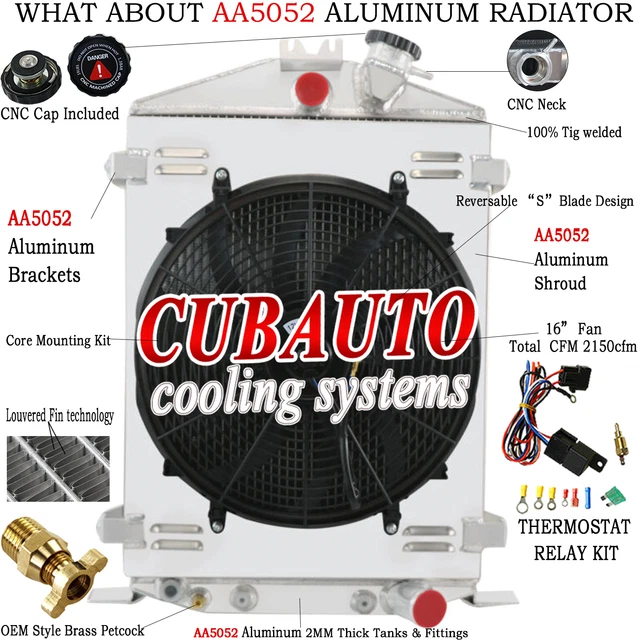 4 ROW Radiator+Shroud Fan Fit 1932 FORD STREET RAT ROD Ford HI HIGH BOY