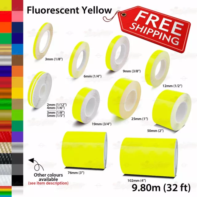 FLUORESCENT YELLOW Roll Car PIN STRIPE PinStriping Line TAPE Decal Vinyl Sticker