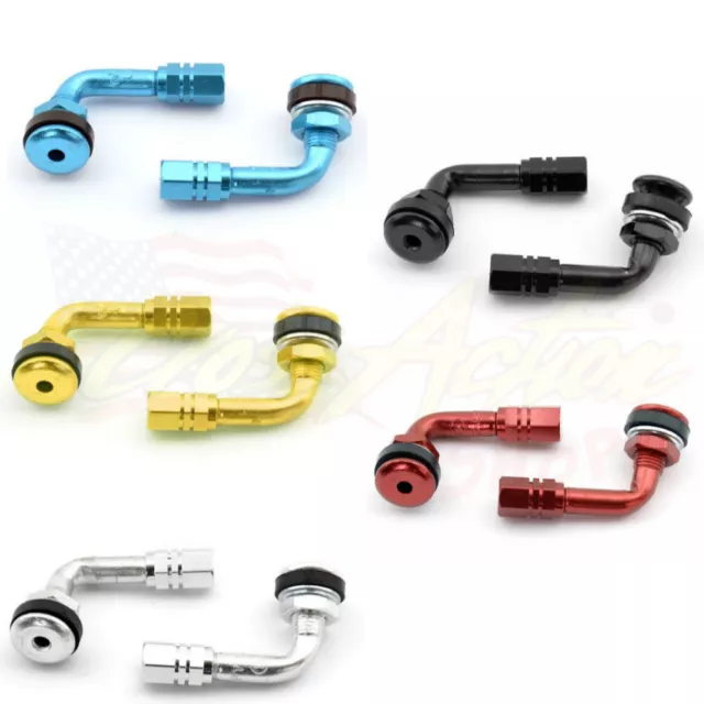 COPPIA VALVOLE ARIA CERCHI MOTO SCOOTER QUAD 90° Ø 9 mm UNIVERSALI AIR VALVES